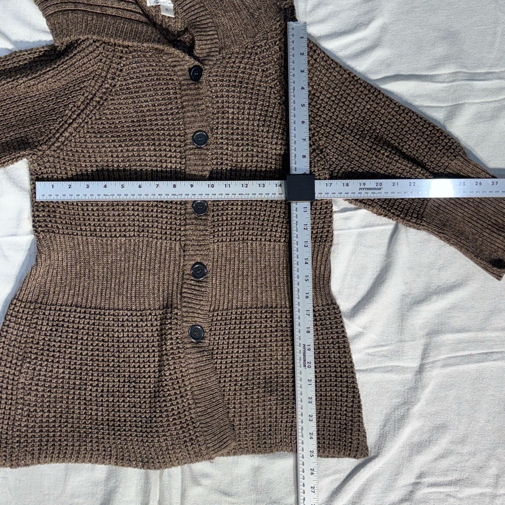 Kenneth Cole‎ Women XL Hooded Knit Cardigan Sweater Brown Cotton Blend - Picture 9 of 16